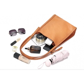 Small Design Leather Women's Bag Versatile Women's Shoulder Bag Commuter Tote Bag Large Capacity Fashion Retro Women's Bag