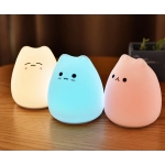 Free Star cartoon cute cat silicone lamp LED colorful children's bedroom atmosphere night light
