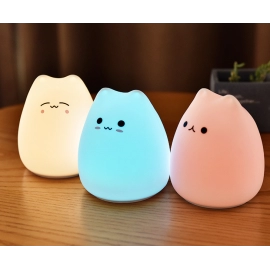 Free Star cartoon cute cat silicone lamp LED colorful children's bedroom atmosphere night light
